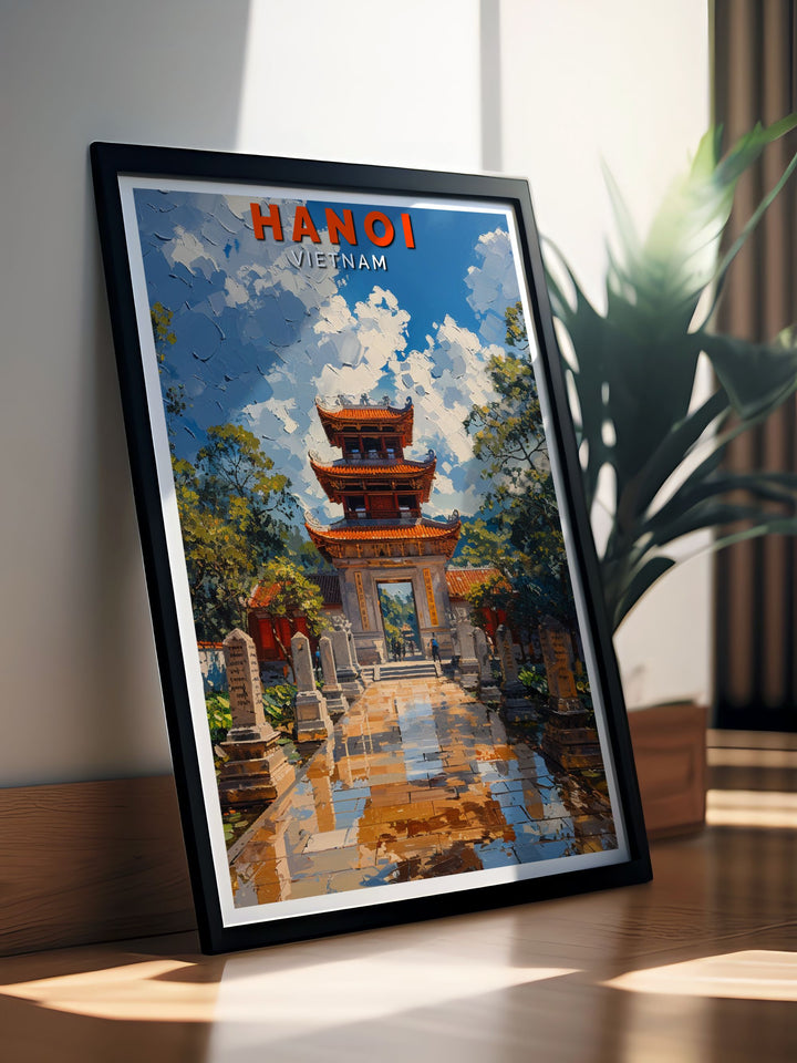 Showcasing the historical importance and tranquil beauty of the Temple of Literature, this art print is ideal for adding a touch of Vietnamese culture to your decor.