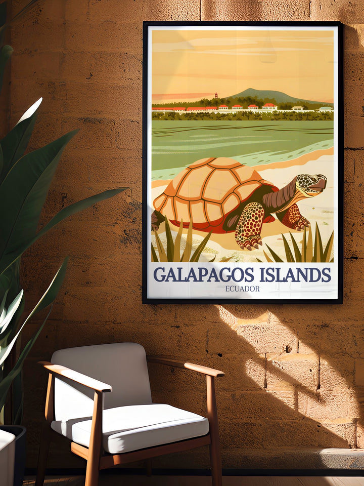 Explore the wonders of the Galapagos Islands with this canvas print. The scenic beauty of Santa Cruz and Floreana Islands is captured in intricate detail, perfect for home decor or a gift for someone who loves nature and travel.