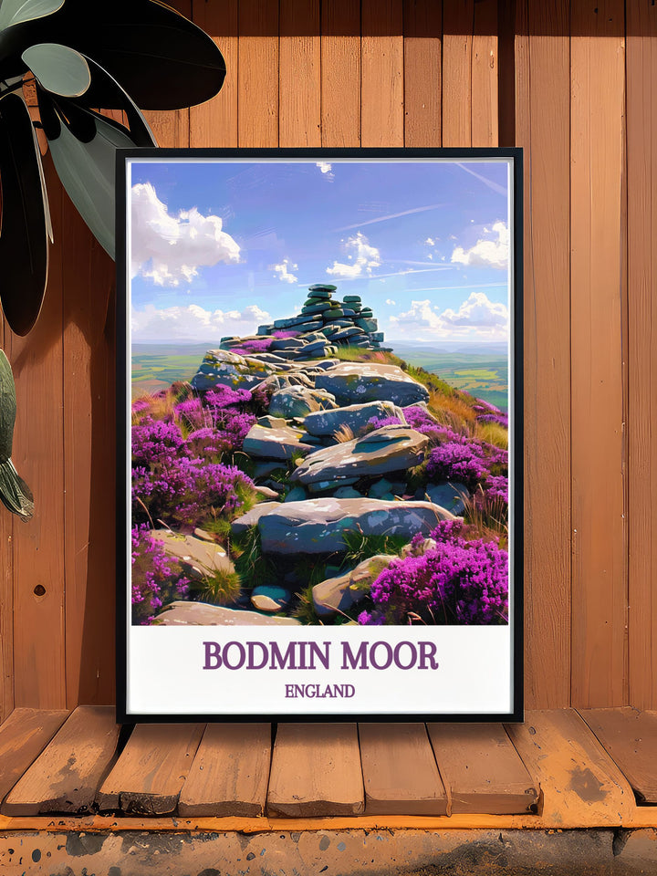 Custom print of Roughtor summit on Bodmin Moor, offering a personalized piece of art that captures the majestic beauty and rich history of this iconic location, ideal for creating unique and tailored decor for your home.