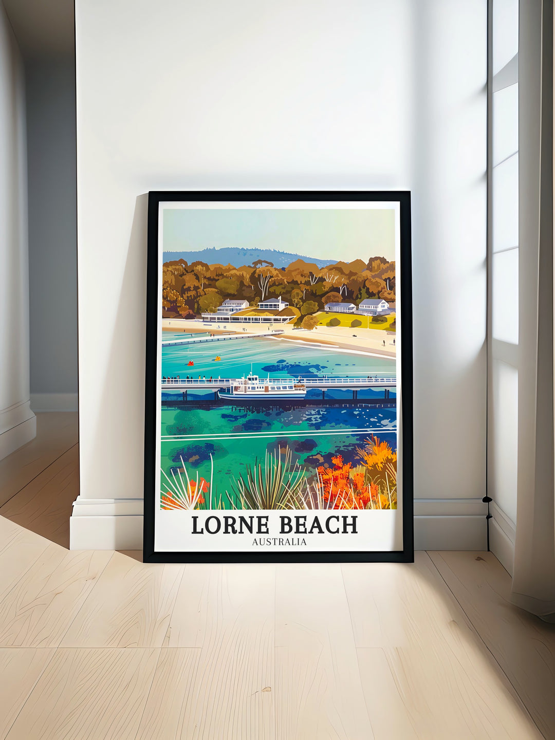 Lorne Beach Wall Art featuring Apollo Bay and Lorne Pier brings the beauty of Australias coastline into your home perfect for those who love Australia travel art and coastal decor this print is an ideal gift or addition to any room