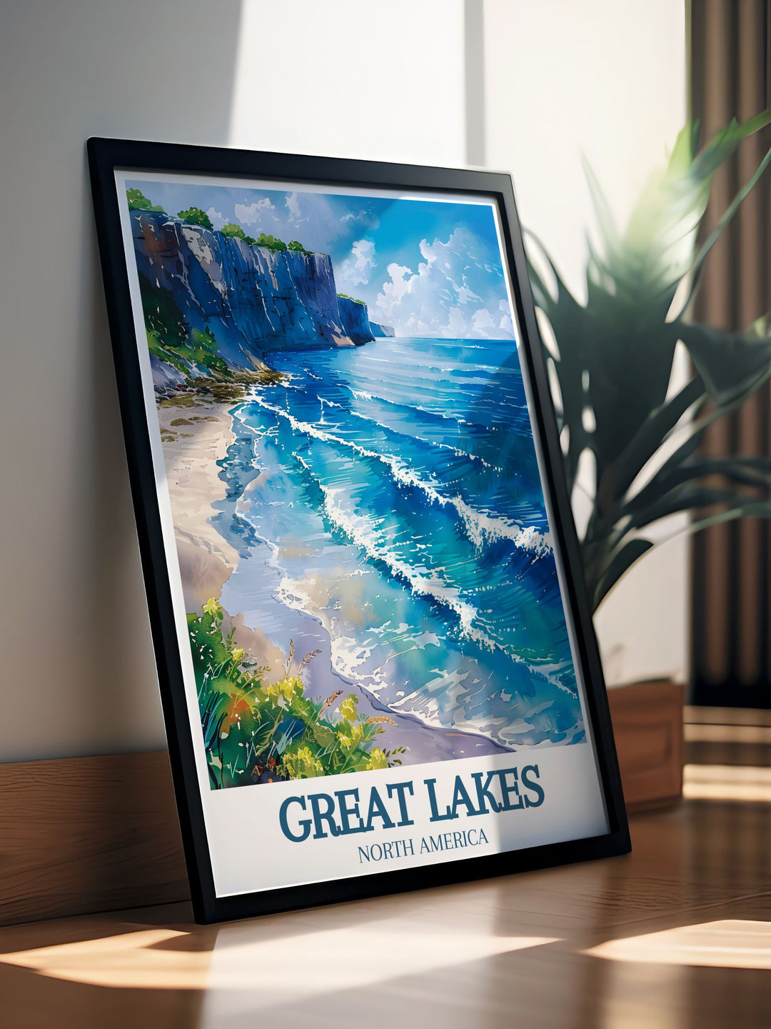 The Great Lakes Framed Art brings Lake Eries waters into focus with a detailed design that complements any room. Its calming tones make it ideal for home décor or as a personalized gift for any occasion.