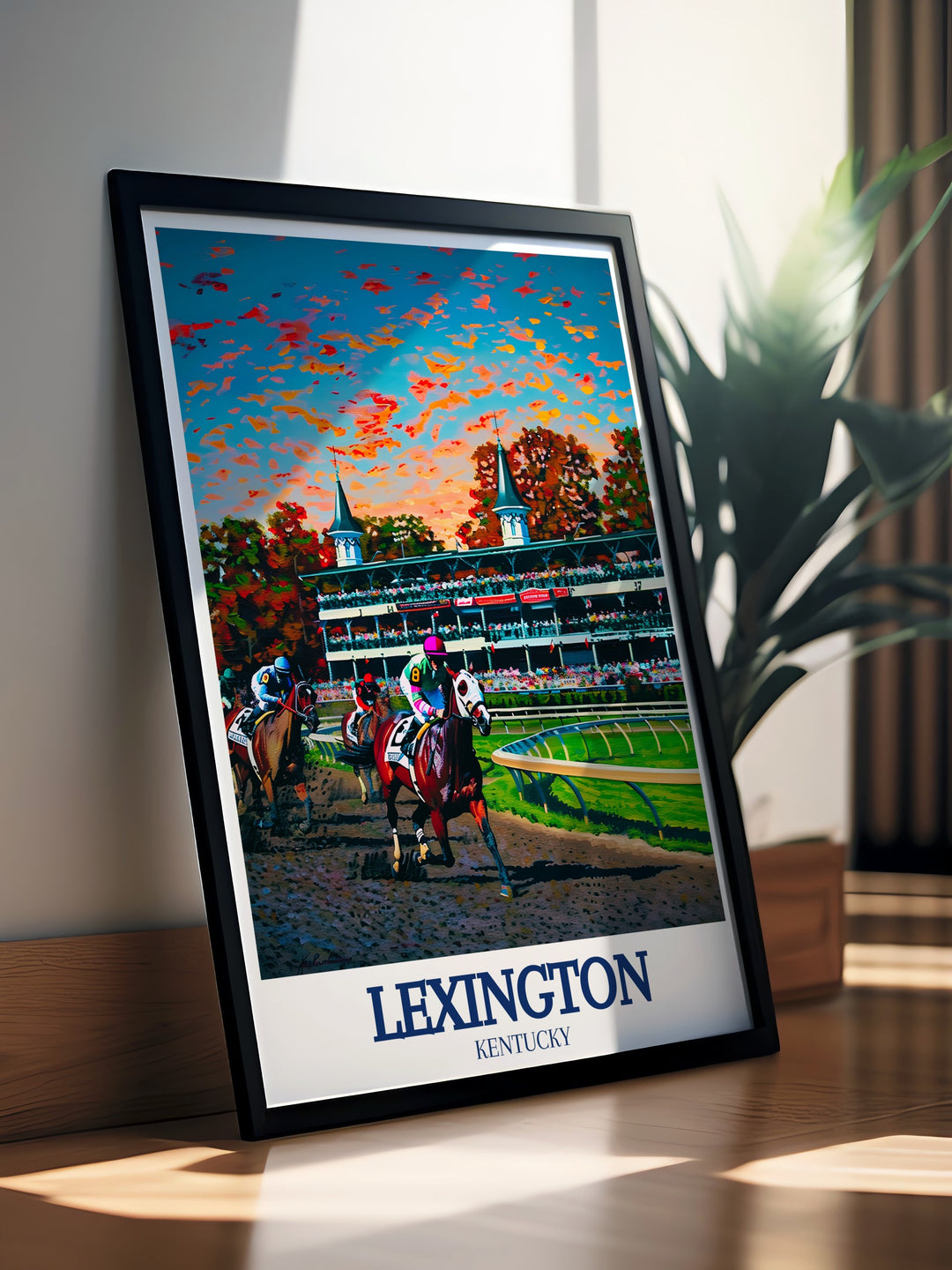 Framed Lexington Kentucky posters highlighting the citys iconic locations and vibrant culture great for home or office decor