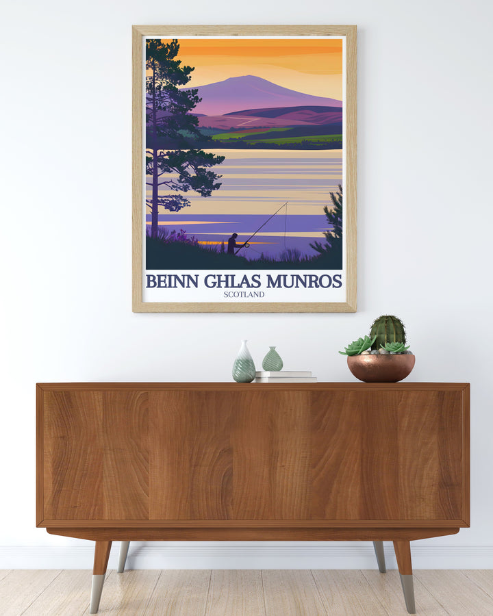 Stunning print of Ben Lawers and Beinn Ghlas Munro with Loch Tay in the Scottish Highlands a beautiful addition to any wall art collection celebrating Scotlands natural splendor.