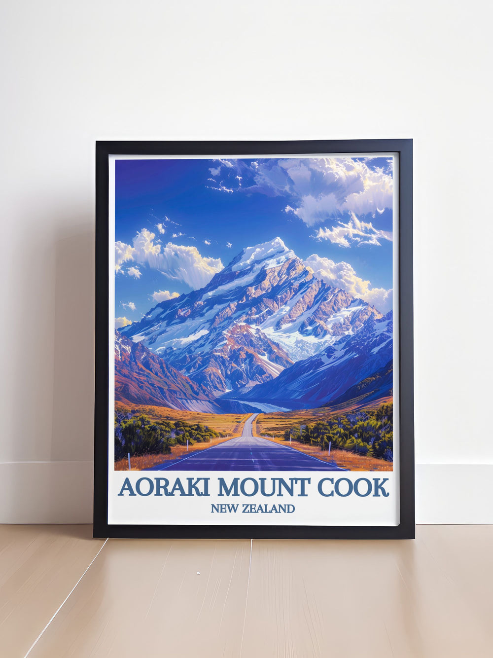 Home decor featuring serene landscapes of Mount Cook National Park, ideal for creating a peaceful atmosphere in any room.