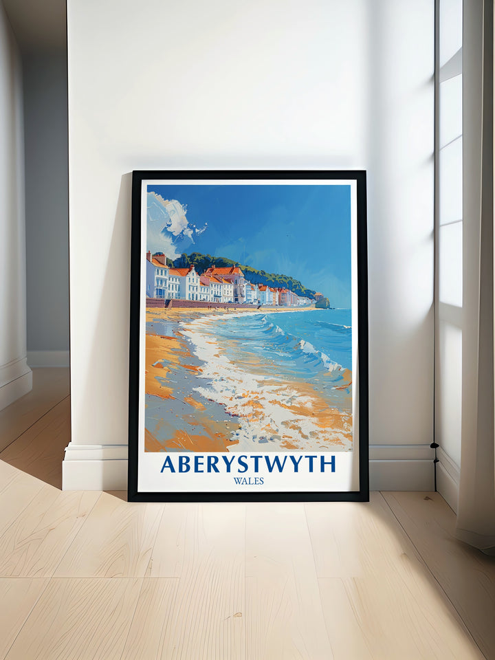 Featuring Aberystwyths waterfront and the surrounding Welsh coastline, this art print captures the beauty of Wales landscapes. Ideal for home décor or as a travel gift, this detailed poster offers a peaceful glimpse into the natural and historic charm of Aberystwyth.