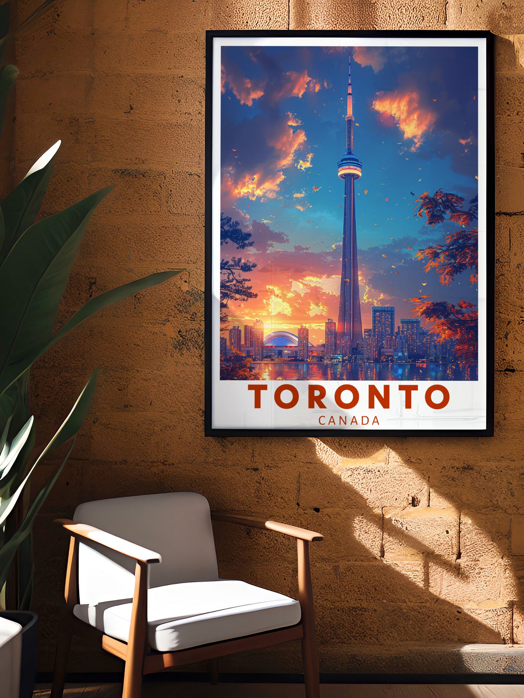 Stunning CN Tower artwork making a bold statement in any room ideal for modern living room decor and Canada prints.