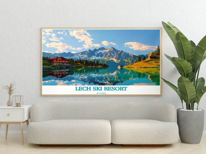 Zursersee Lake modern print highlighting the serene beauty of Austrias alpine lake. This art piece features detailed imagery of Zursersee Lakes tranquil waters and scenic surroundings. Perfect for enhancing any room with elegant decor or for adding a touch of sophistication to your home.