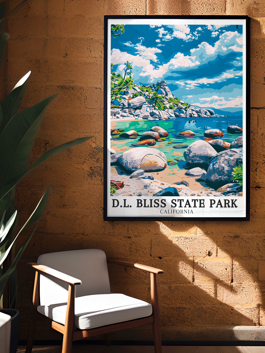 Our Lake Tahoe, Emerald Bay modern decor pieces are perfect for anyone looking to add a touch of Californias natural beauty to their home. Featuring Bliss State Park these prints capture the stunning vistas of Lake Tahoe making them a versatile addition to any space