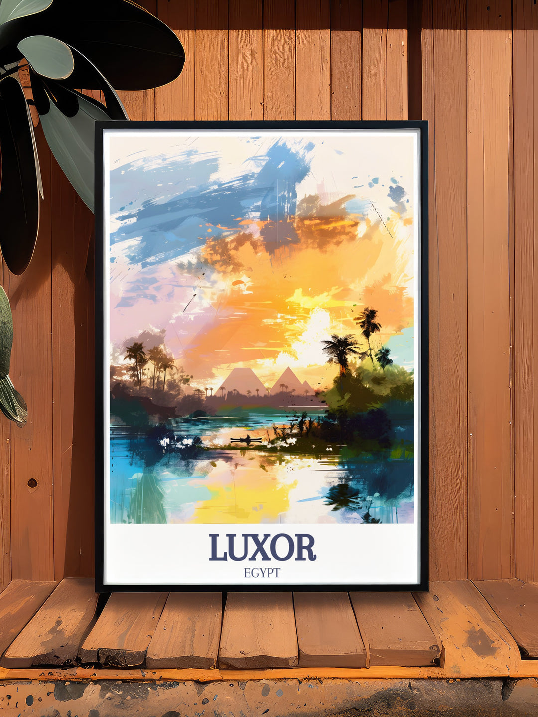 Luxor print depicting the majestic Pyramids of Giza and serene Nile River a stunning piece of Egypt art perfect for any occasion or as a unique travel gift enhance your home with this timeless and elegant art print