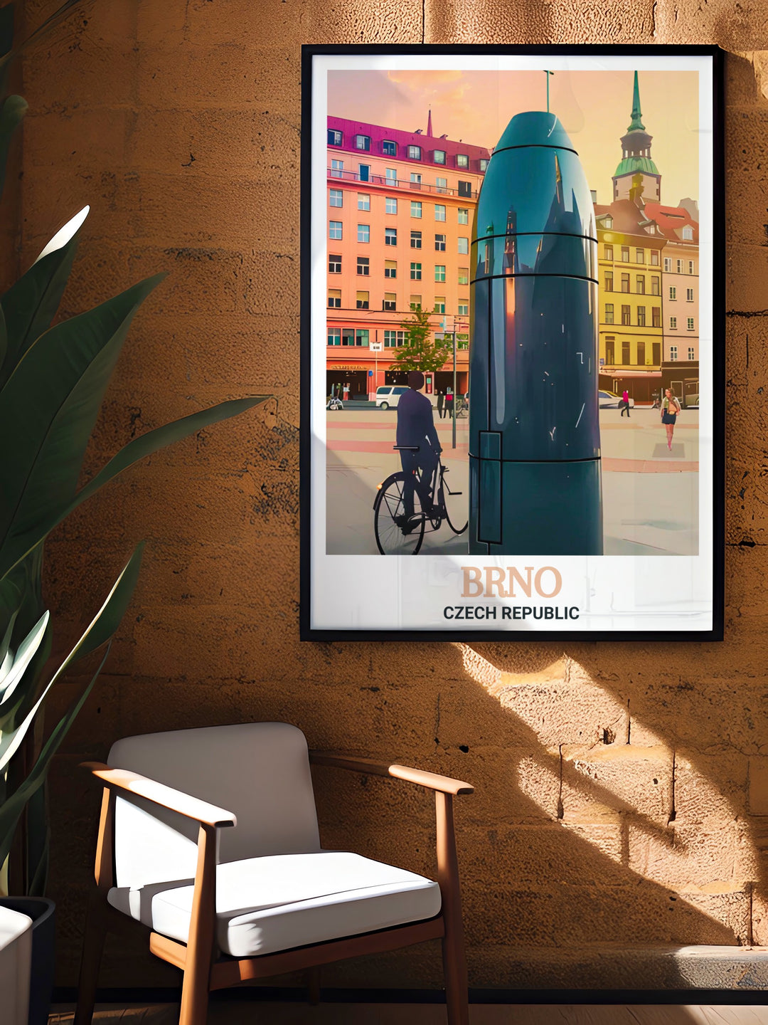 Brno city art showcasing the Brno Astronomical Clock offering a stylish and elegant home decor piece