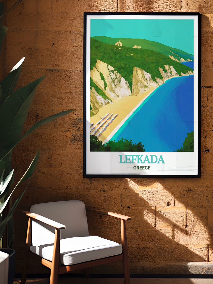 Lefkada Poster featuring Egremni Beach offers stunning visuals of Greeces famous beaches making it an ideal Greece Travel Poster or Lefkada Gift for anyone who enjoys the beauty of the Mediterranean and wants to bring a piece of it into their home