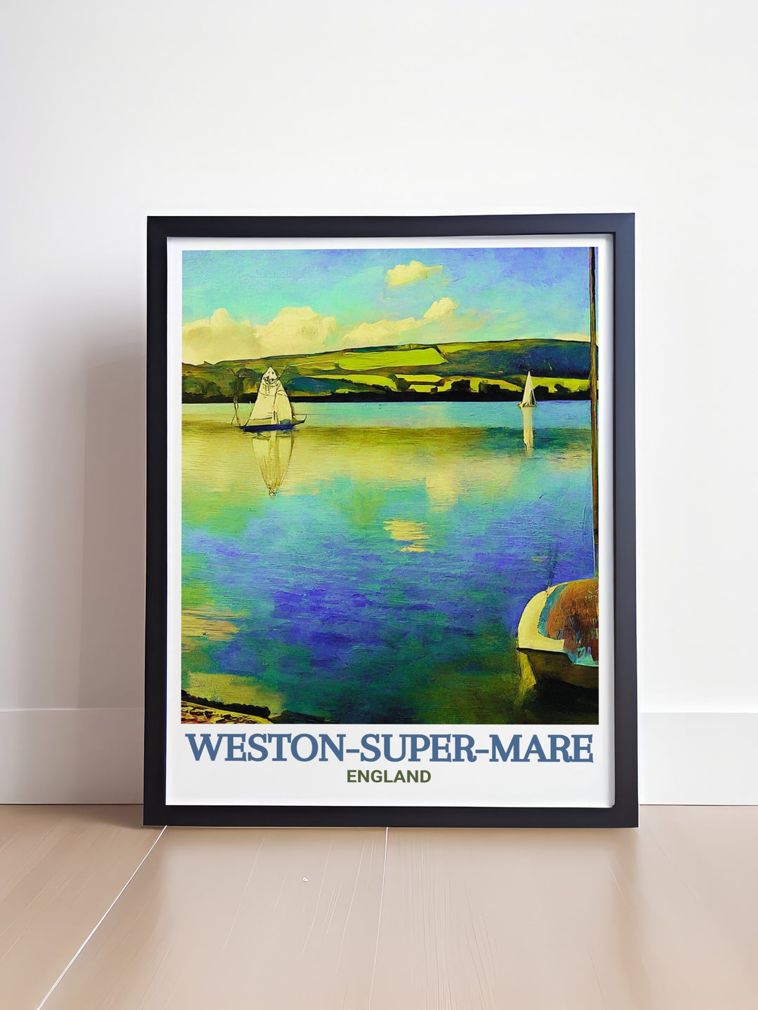 Marine Lake wall poster highlights the peaceful and picturesque views of this serene spot along Weston super Mares coastline. Perfect for beach lovers and those who appreciate tranquil coastal scenes, this artwork brings a calming touch to any room.