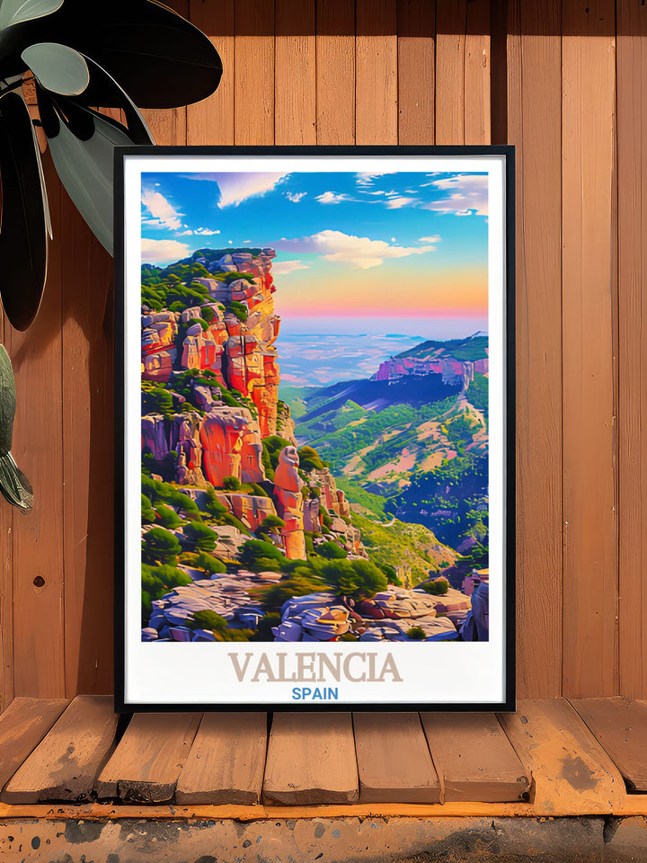 A stunning blend of city and nature, this Valencia and El Garbí travel poster brings together the best of Spains urban and natural environments. Perfect for any room, this wall art is an ideal gift for travelers or as a stylish decor piece in your home.