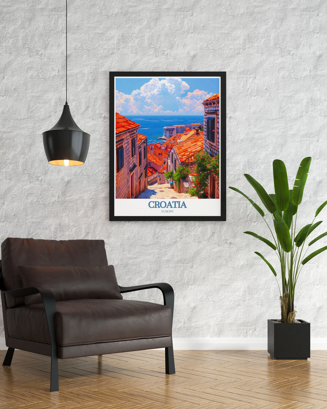 This poster showcases the picturesque streets of Split and the clear waters of the Adriatic Sea, adding a unique touch of Croatias cultural and natural beauty to your living space.