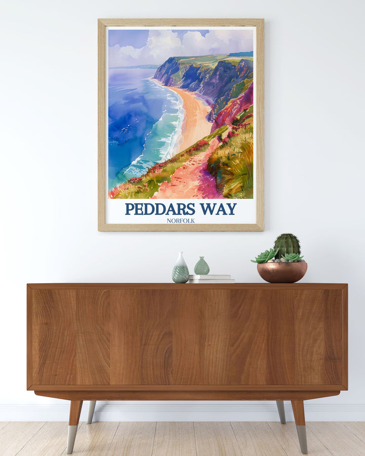 Modern prints of Hunstanton Cliffs and the tranquil waters of Norfolk Coast AONB featuring Holme next the Sea Norfolk Coastline North Sea perfect for creating a focal point in your home