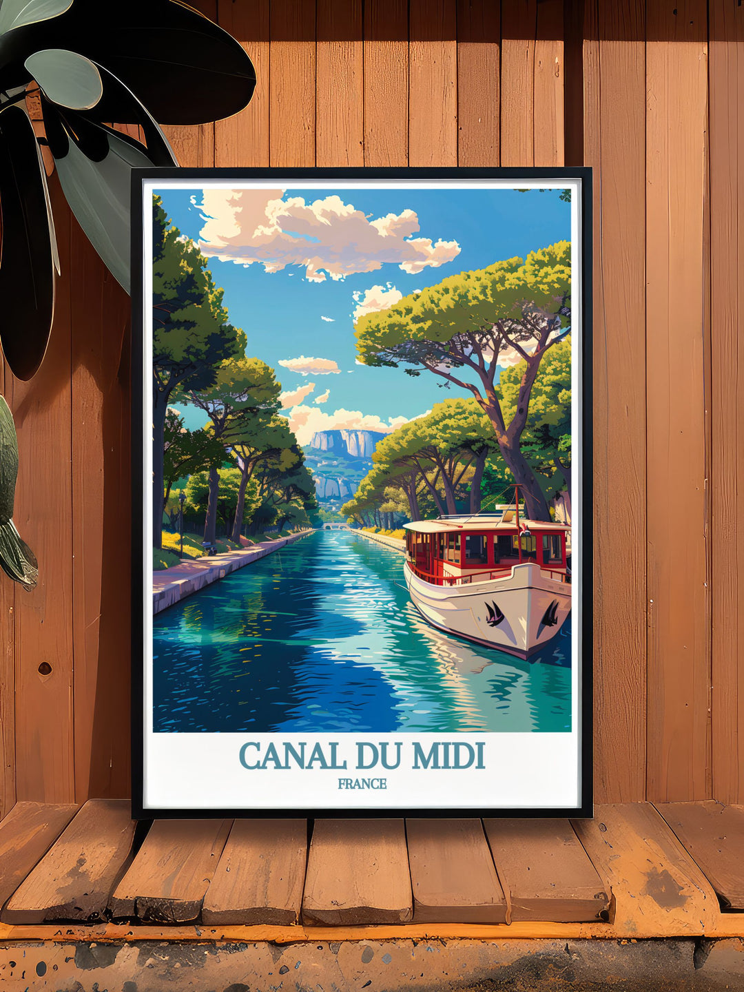 Beautiful Canal du Midi print featuring lush surroundings and peaceful waters ideal for French themed decor