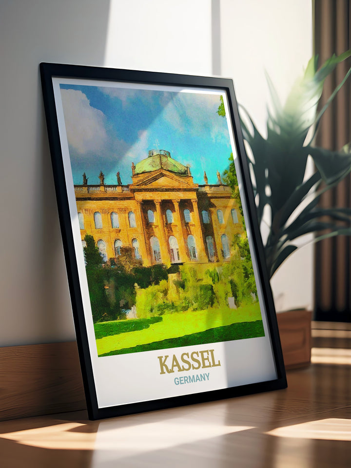 Wilhelmshöhe Palace Canvas Art from Kassel, Germany, a beautiful wall print that brings the palaces stunning architecture into your home. This Germany Travel Art is perfect for adding a touch of history and elegance to your decor. The high quality print ensures that the vibrant colors remain vivid, making it a lasting piece for your collection