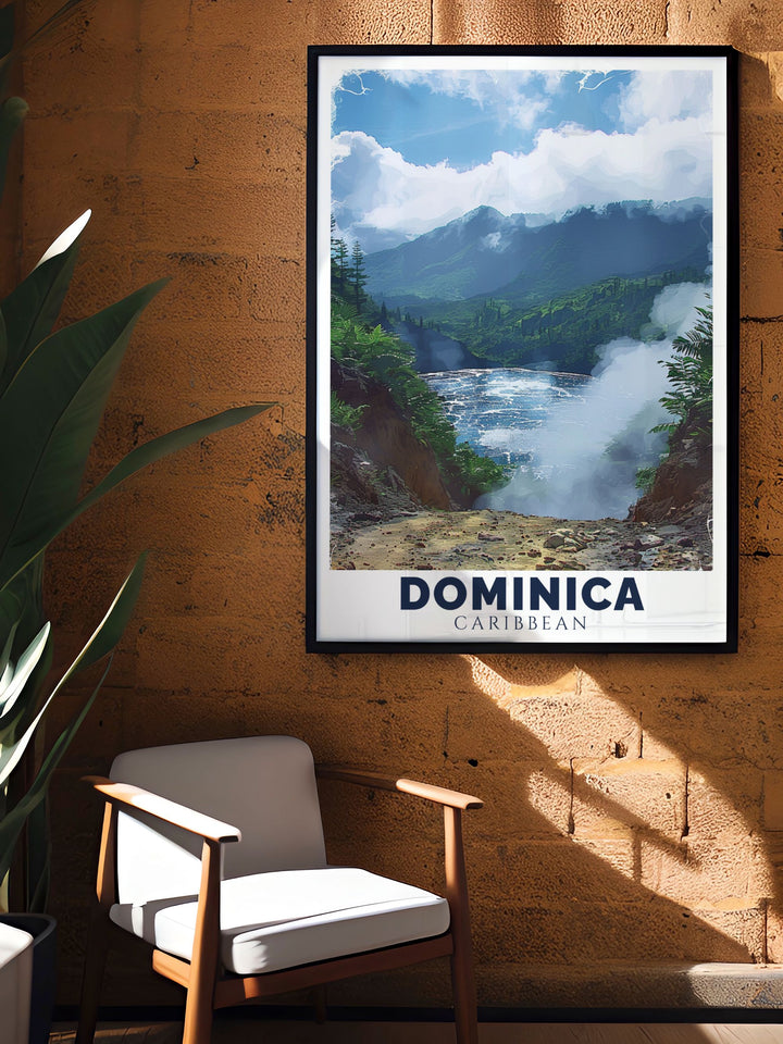 Indian River Wall Art depicting the lush landscape and calm waters of Dominicas iconic river a perfect travel poster for your home decor and an excellent gift for nature enthusiasts and Caribbean lovers