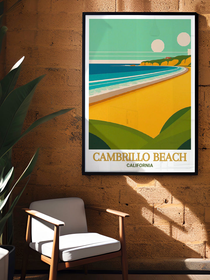 Transform your space with this Cambrillo Beach wall art. This California decor piece features the stunning scenery of Cambrillo Beach making it a perfect addition to your home or a thoughtful gift for anyone who loves California and its beautiful landscapes.