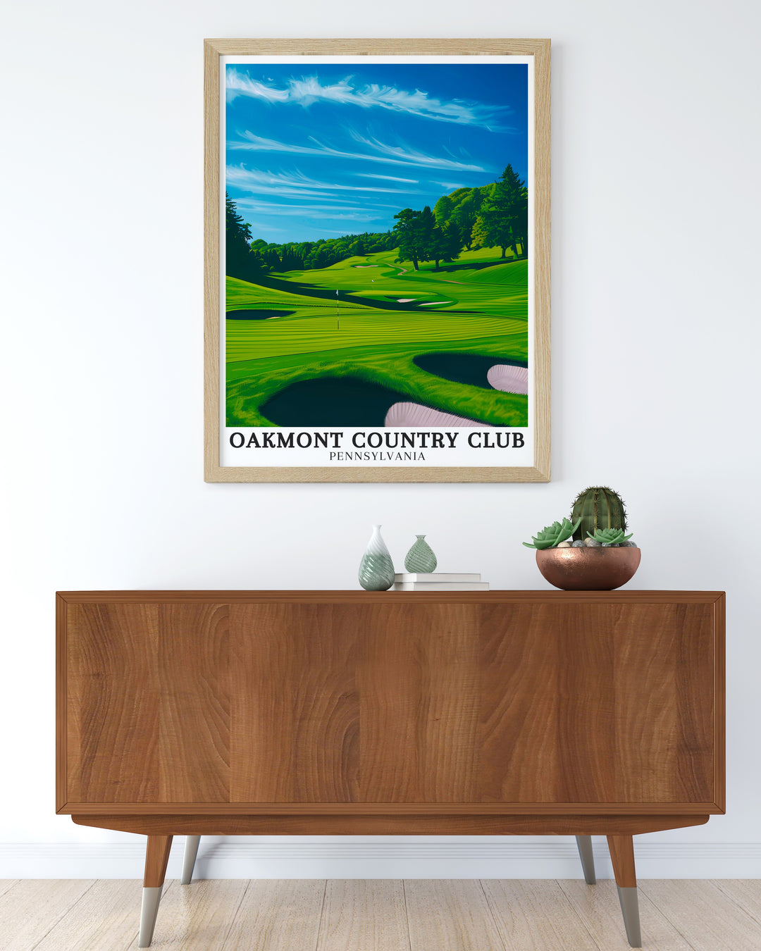 Capture the elegance of Oakmont Country Club with this wall art featuring the famous Church Pew Bunker in Plum Pennsylvania a must have for golf enthusiasts and art lovers this Oakmont print adds sophistication to any room with its detailed design