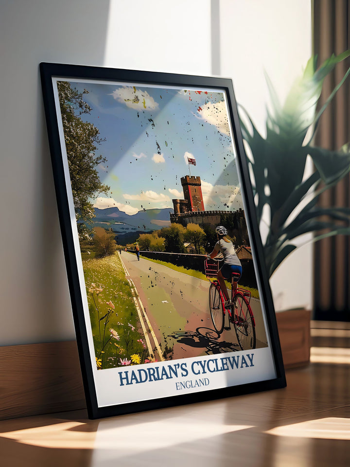 An intricate depiction of Route 72, this art print showcases the scenic vistas and historical charm of one of Englands most famous cycling routes, perfect for bringing the beauty of Northern England into your living space.