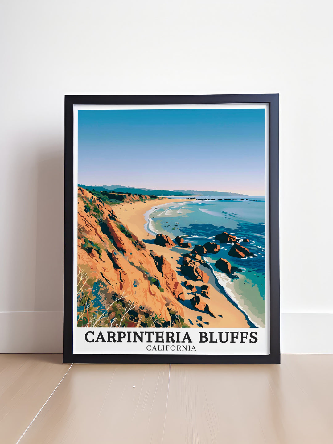 Experience the beauty of Carpinteria Bluffs Nature Preserve and Carpinteria with this California artwork ideal for adding a peaceful atmosphere to your home or as a thoughtful gift for nature lovers who appreciate Californias stunning landscapes