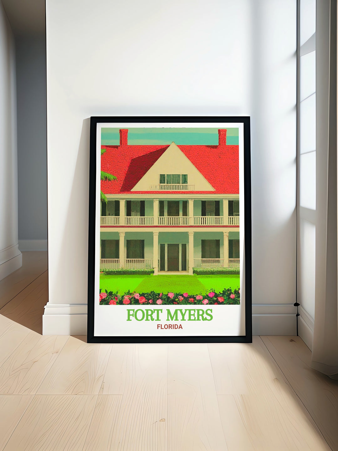 Edison & Ford Winter Estates fine art poster showcasing the serene gardens and historical significance. This elegant Florida print captures the beauty of Fort Myers landmark, making it a perfect piece to enhance your home decor with historical charm.