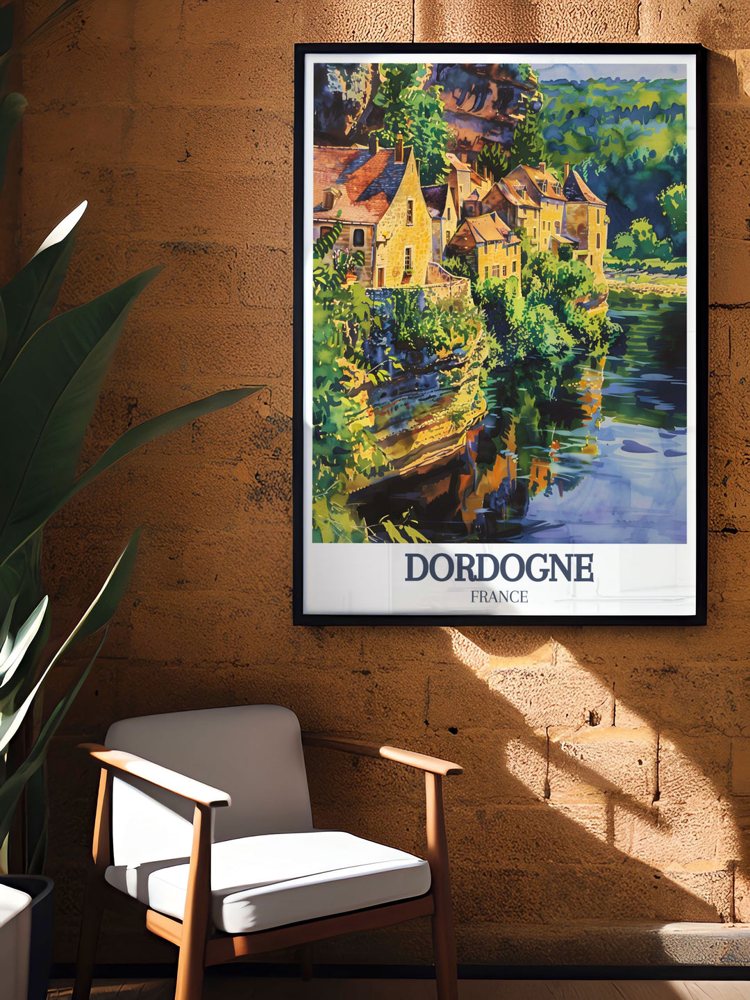Captivating Dordogne River and La Roque Gageac artwork showcasing the serene river and charming village perfect for France travel enthusiasts and home decor