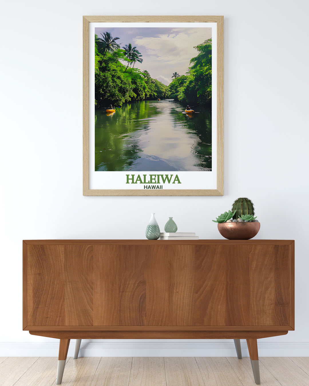 Bring the vibrant colors of Hawaii into your home with this Haleiwa Poster The Anahulu River Haleiwa River flows gracefully through the design adding a peaceful focal point to your space Ideal for modern decor or personalized gifts