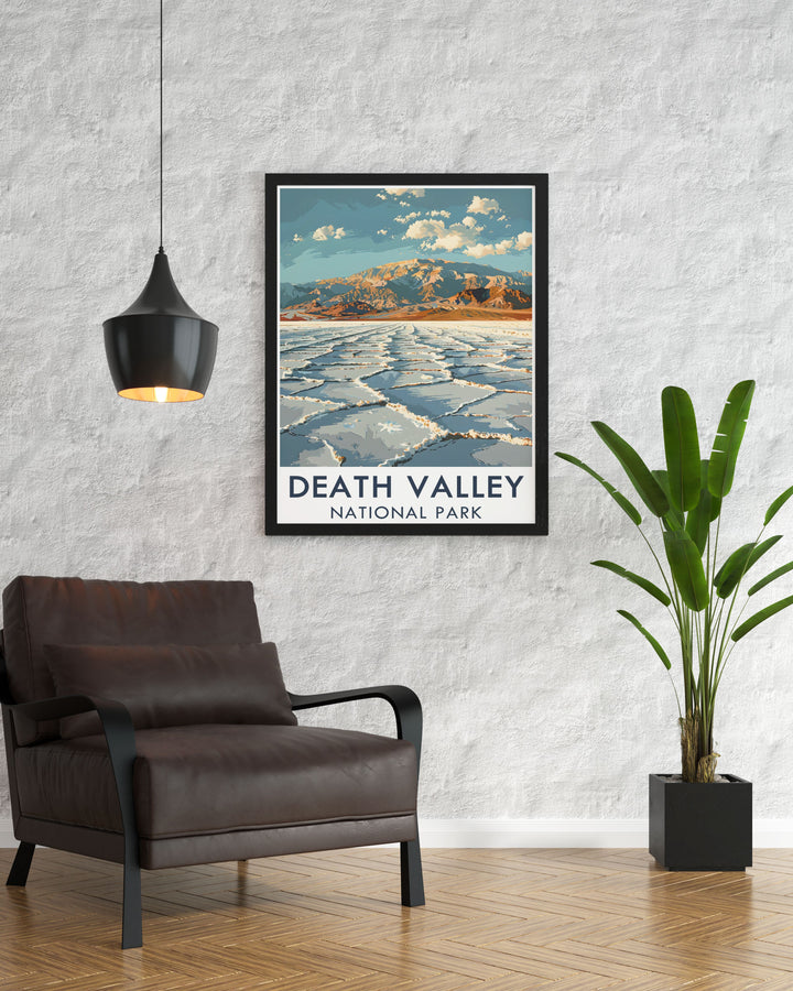Custom print featuring the dramatic landscapes of Death Valley, capturing the vast open spaces and unique geological features of the national park.