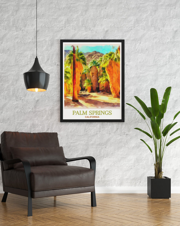 Yellow Hotel art print showcasing the iconic hotel and breathtaking views of Indian Canyons. This fine line print highlights the unique charm and colorful ambiance of Palm Springs, bringing a touch of mid century modern design into your home decor.