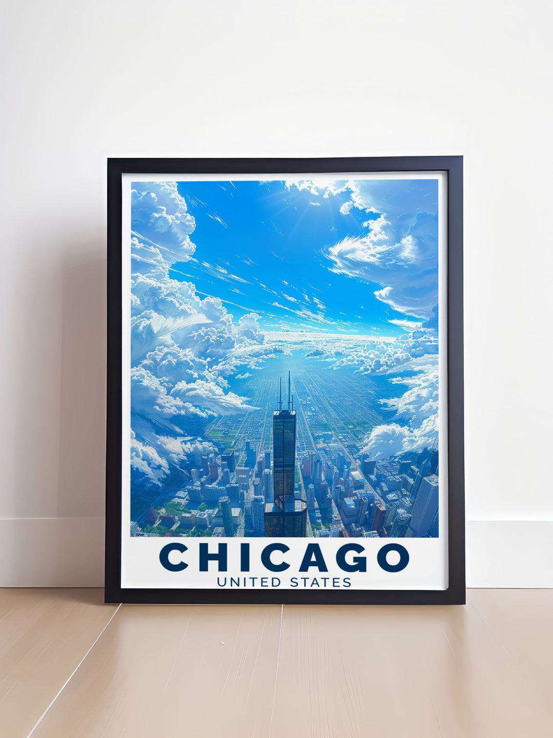 Chicago city map and Willis Tower prints combine modern city vibes with architectural beauty making this digital download a must have for lovers of Chicago photography and decor.