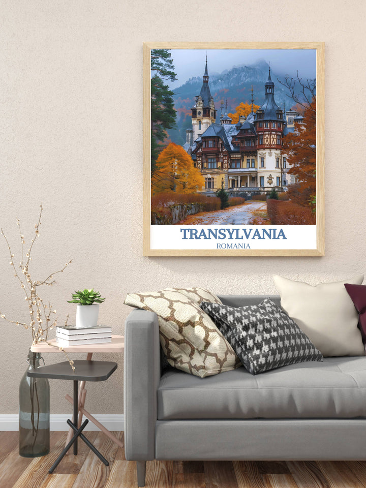 Custom prints of Peleș Castle offering personalization options, allowing you to choose the size and format that best fits your space, celebrating the grandeur of this Romanian landmark.