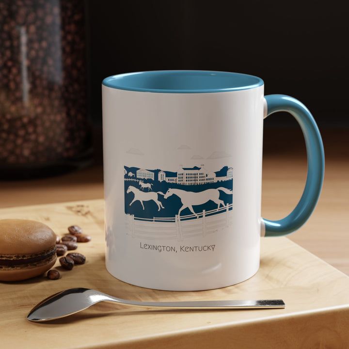 A beautifully crafted Lexington Kentucky Mug featuring vibrant artwork inspired by Lexington’s equestrian heritage and landmarks. Made from durable ceramic, this dishwasher-safe mug is perfect for coffee lovers and makes a meaningful gift for Kentucky fans.