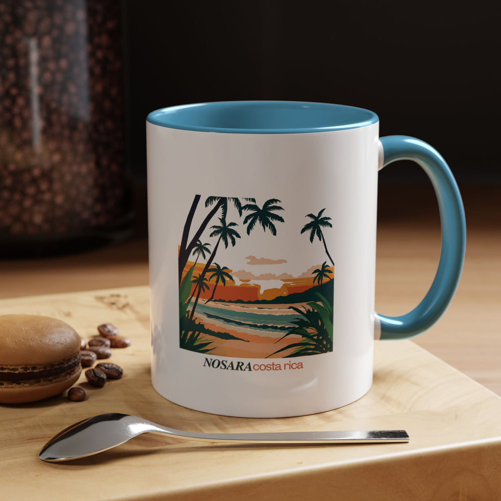 Celebrate the natural beauty of Nosara Costa Rica with this stunning ceramic mug. Featuring intricate designs of scenic landscapes, it is dishwasher safe and microwave friendly, ideal for daily use or as a thoughtful gift for nature enthusiasts.