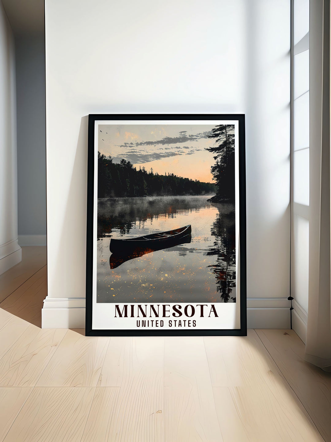 Minnesota Print featuring the serene Boundary Waters Canoe Area Wilderness perfect for adding a touch of Minnesota Wall Art to your home showcasing the natural beauty and tranquility of Minnesotas cherished wilderness area.