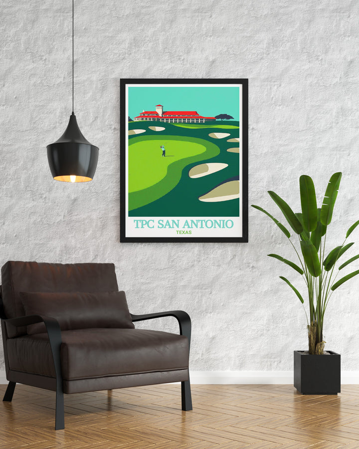 Elegant TPC San Antonio Golf Modern Prints offer a contemporary addition to your home decor blending seamlessly with various styles while highlighting the beauty and precision of the course perfect for any golf lover