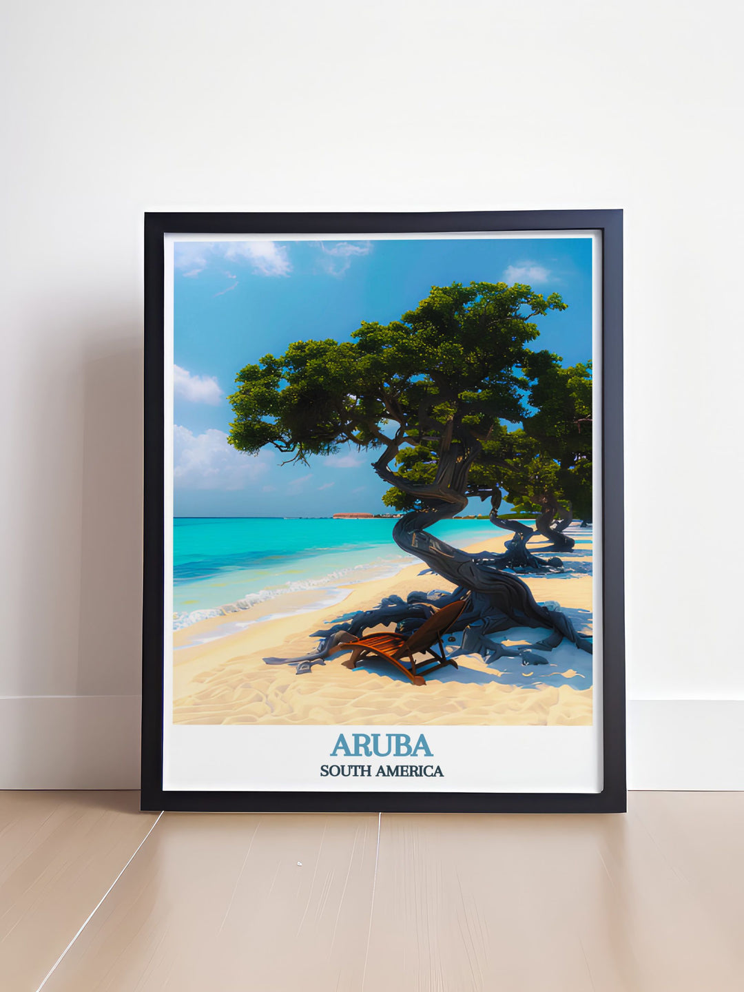 Aruba poster depicting the natural wonders of Eagle Beach bringing the essence of the Caribbean island into your home and serving as a beautiful reminder of your travels or love for nature with its exquisite fine line print quality