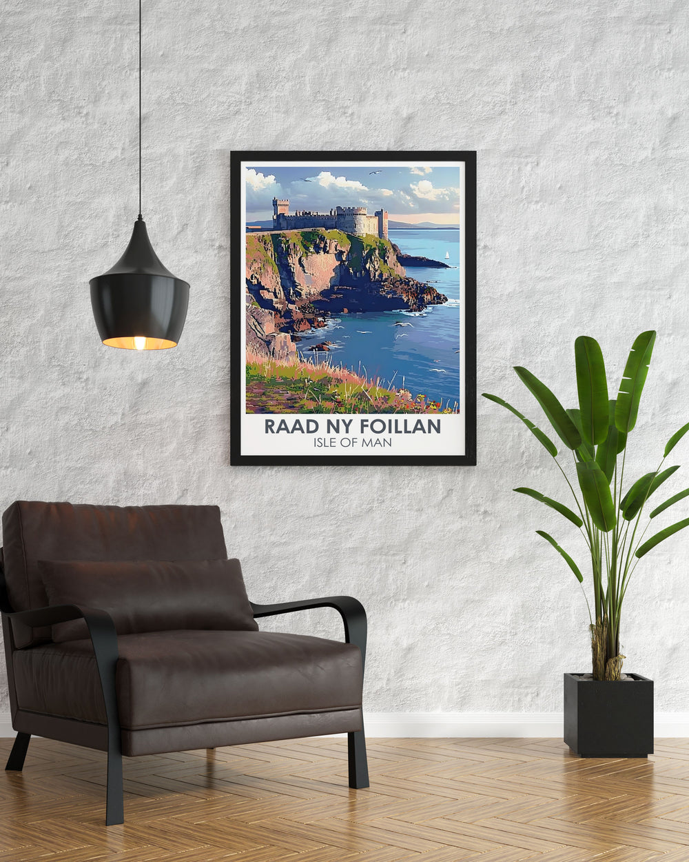 Framed Print of Peel Castle showcasing the majestic beauty of the Isle of Man including National Trail views and the charming coastal scenery from Douglas Harbour perfect for sophisticated wall decor