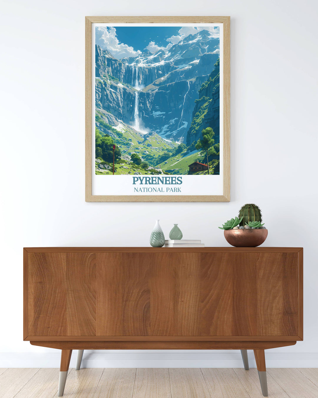 Elegant artwork of Cirque de Gavarnie representing the grandeur of Mont Perdu in the Pyrenees National Park a timeless piece for home decor.