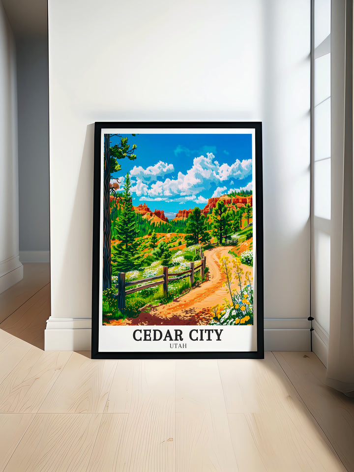 Red Cliffs National Conservation Area Cedar Canyon print a stunning addition to your home decor showcasing the vibrant beauty of Utahs landscapes ideal for nature lovers and those who appreciate the rugged charm of Cedar City