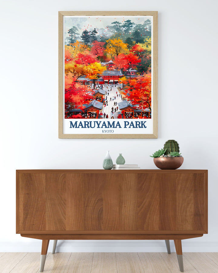 Kyoto Yasaka Shrine print showcasing the delicate beauty of cherry blossoms a perfect piece of Japan home decor that adds cultural charm and sophistication to any room a wonderful gift for those who love Japan and appreciate art