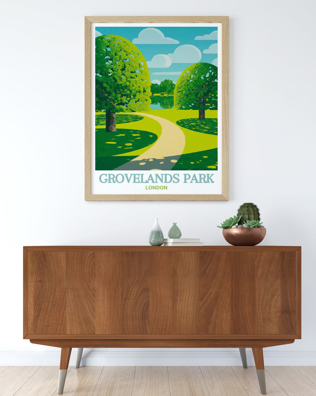 Showcase the peaceful landscapes of Grovelands Park and Broomfield Park with these stunning London park prints. Featuring iconic views from Enfield and Southgate, these framed prints are a must have for any vintage travel print collection.