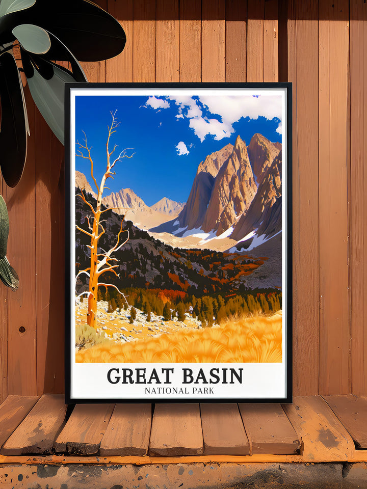 Nevadas Great Basin National Park artwork emphasizing Bristlecone Pine trails a captivating addition to any wall decor