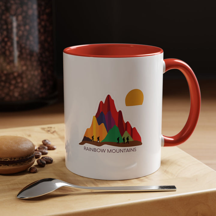 A beautifully crafted Rainbow Mountains mug featuring intricate artwork of the vibrant Rainbow Mountains and their stunning landscapes. Made from durable ceramic, this mug is dishwasher and microwave safe, perfect for coffee and tea lovers who appreciate natural beauty.