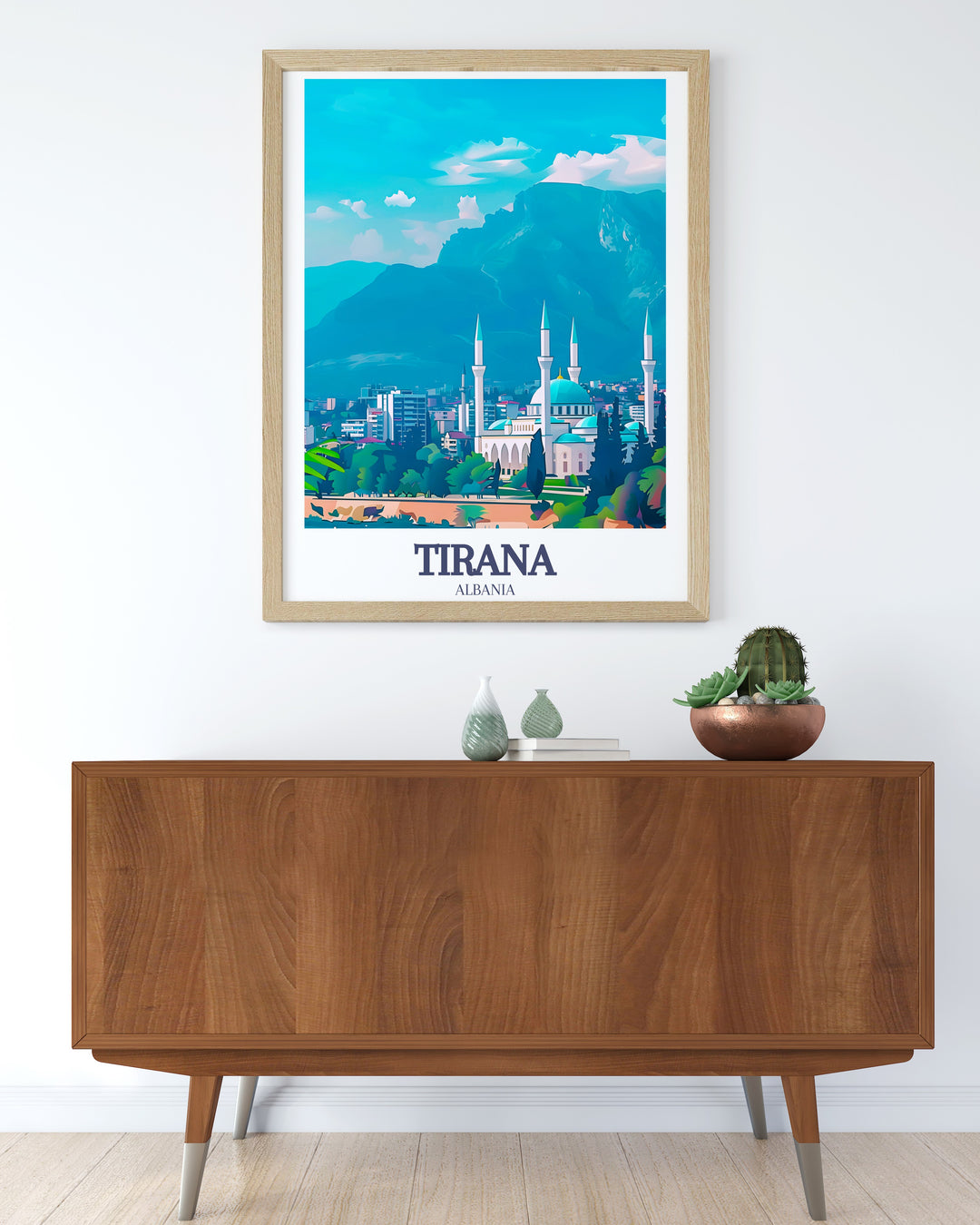 Elegant Albania Art Print with Namazgah Mosque Balkan Area a perfect personalized gift for anniversaries birthdays and Christmas combining rich cultural heritage with modern aesthetics to create a unique and meaningful artwork for any occasion