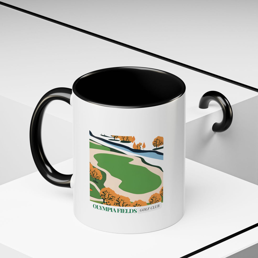 A stylish Olympia Fields Country Golf Club mug perfect for coffee and tea lovers. Showcasing detailed designs of the iconic golf course, this ceramic mug is durable, dishwasher safe, and an excellent gift for those who appreciate sports heritage.