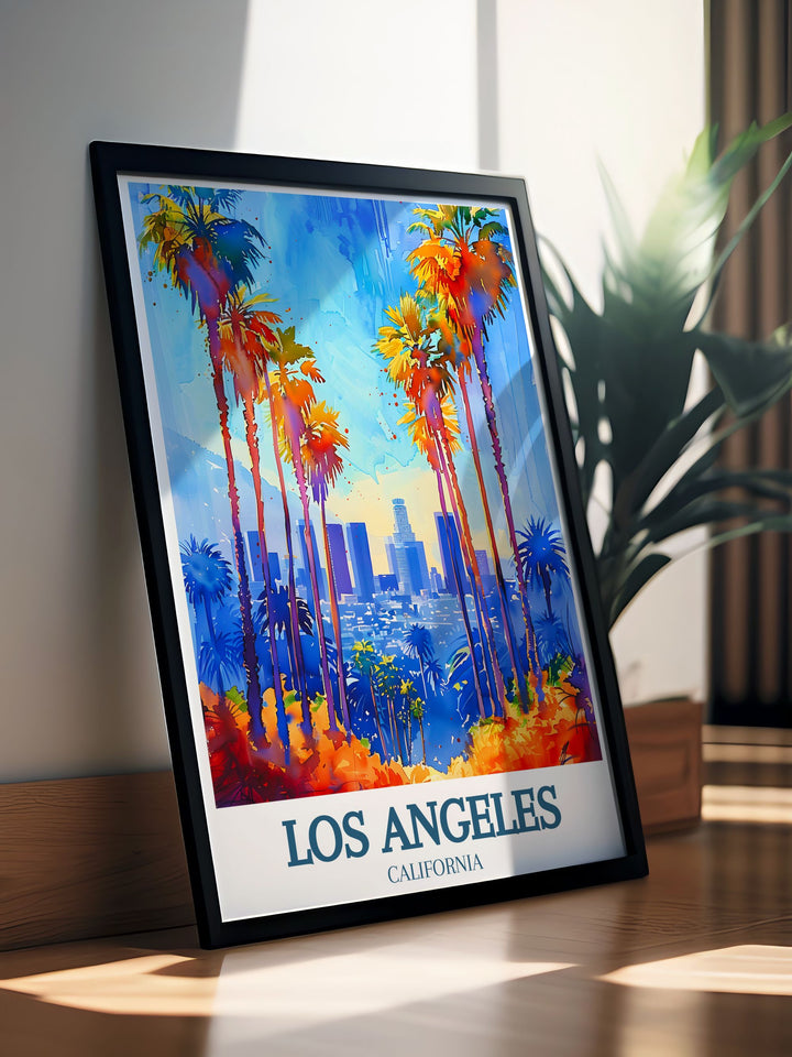 Downtown skyline modern art print of Los Angeles a beautiful representation of the citys architectural splendor perfect for adding elegance and sophistication to your home decor a timeless piece for any room