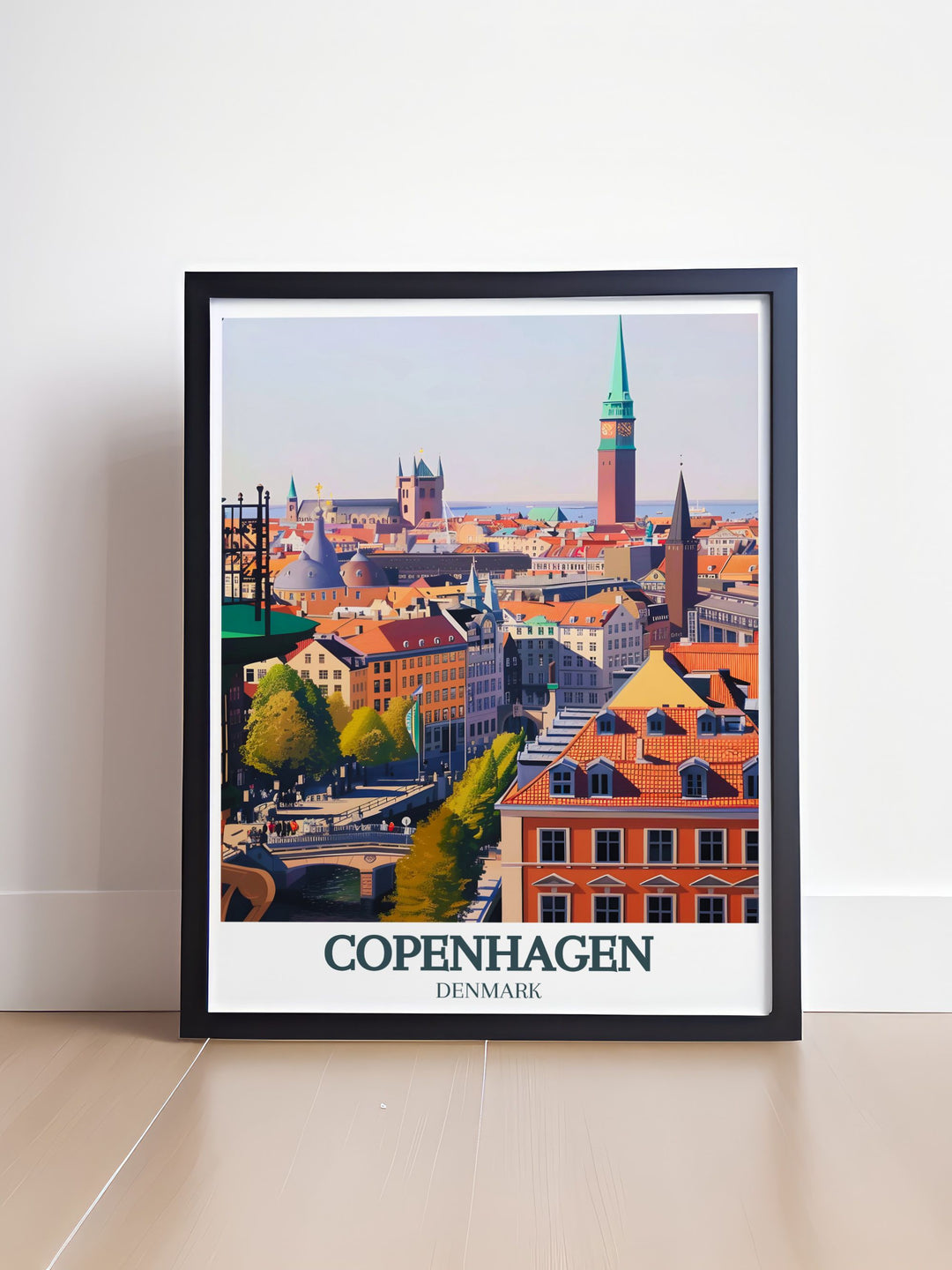 Celebrate the beauty of Copenhagen with this exquisite art print featuring The Round Tower view, Copenhagen city hall. Perfect for enhancing your home decor with a blend of modern and classic elements.