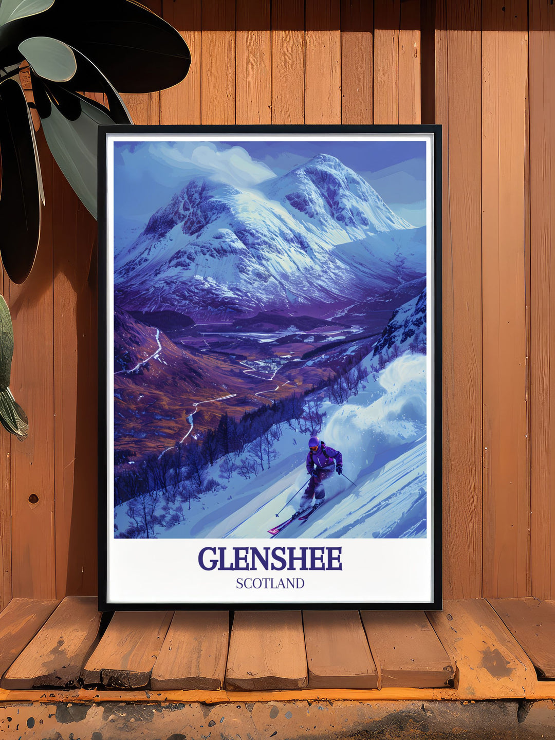 Showcasing the vibrant energy of Glenshee Ski Resort, this poster is ideal for winter sports lovers. The detailed illustrations highlight the resorts dynamic trails and modern facilities, bringing the excitement of skiing in Scotland into your home.